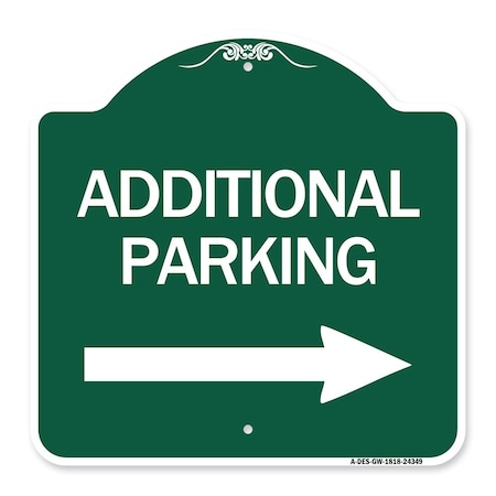 Additional Parking Sign Right Arrow, Green & White Aluminum Architectural Sign